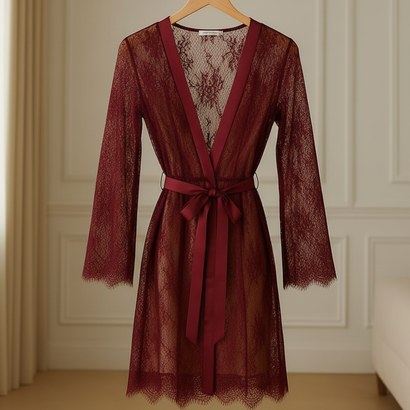 Single Pcs Women’s Net Transparent Sheer Lace Robe Gown